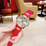 Buy Shop Guess Frontier Diamonds Gold Dial Red Rubber Strap Watch for Women - GW0045L2 USA Online