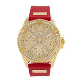Buy Shop Guess Frontier Diamonds Gold Dial Red Rubber Strap Watch for Women - GW0045L2 USA Online