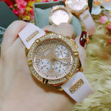 Buy Shop Guess Frontier Diamonds Rose Gold Dial Pink Rubber Strap Watch For Women - W1160L5 USA Online