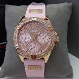 Buy Shop Guess Frontier Diamonds Rose Gold Dial Pink Rubber Strap Watch For Women - W1160L5 USA Online
