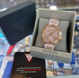 Buy Shop Guess Frontier Diamonds Rose Gold Dial Pink Rubber Strap Watch For Women - W1160L5 USA Online