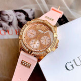 Buy Shop Guess Frontier Diamonds Rose Gold Dial Pink Rubber Strap Watch For Women - W1160L5 USA Online