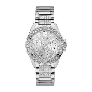 Buy Shop Guess Frontier Diamonds Silver Dial Silver Steel Strap Watch For Women - W1156L1 USA Online