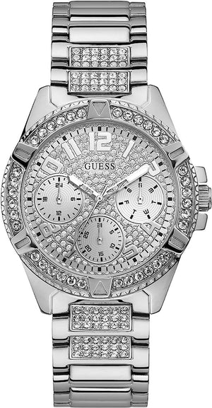 Buy Shop Guess Frontier Diamonds Silver Dial Silver Steel Strap Watch For Women - W1156L1 USA Online