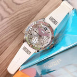 Buy Shop Guess Frontier Diamonds Silver Dial White Rubber Strap Watch for Women - GW0045L1 USA Online
