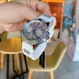 Buy Shop Guess Frontier Diamonds Silver Dial White Rubber Strap Watch for Women - GW0045L1 USA Online