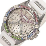 Buy Shop Guess Frontier Diamonds Silver Dial White Rubber Strap Watch for Women - GW0045L1 USA Online