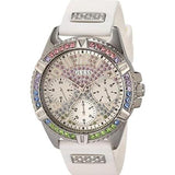 Buy Shop Guess Frontier Diamonds Silver Dial White Rubber Strap Watch for Women - GW0045L1 USA Online