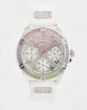 Buy Shop Guess Frontier Diamonds Silver Dial White Rubber Strap Watch for Women - GW0045L1 USA Online