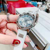 Buy Shop Guess Frontier Diamonds Silver Dial White Rubber Strap Watch For Women - W1160L4 USA Online