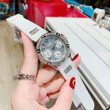 Buy Shop Guess Frontier Diamonds Silver Dial White Rubber Strap Watch For Women - W1160L4 USA Online