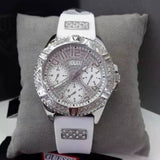 Buy Shop Guess Frontier Diamonds Silver Dial White Rubber Strap Watch For Women - W1160L4 USA Online