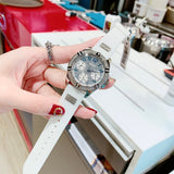 Buy Shop Guess Frontier Diamonds Silver Dial White Rubber Strap Watch For Women - W1160L4 USA Online