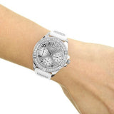 Buy Shop Guess Frontier Diamonds Silver Dial White Rubber Strap Watch For Women - W1160L4 USA Online