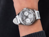 Buy Shop Guess Frontier Diamonds Silver Dial White Rubber Strap Watch For Women - W1160L4 USA Online