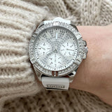 Buy Shop Guess Frontier Diamonds Silver Dial White Rubber Strap Watch For Women - W1160L4 USA Online