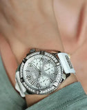 Buy Shop Guess Frontier Diamonds Silver Dial White Rubber Strap Watch For Women - W1160L4 USA Online