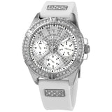 Buy Shop Guess Frontier Diamonds Silver Dial White Rubber Strap Watch For Women - W1160L4 USA Online