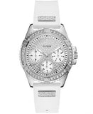 Buy Shop Guess Frontier Diamonds Silver Dial White Rubber Strap Watch For Women - W1160L4 USA Online