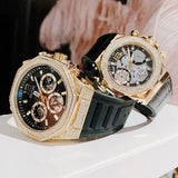 Buy Shop Guess Fusion Chronograph Black Dial Black Leather Strap Watch For Women - GW0553L4 USA Online