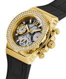 Buy Shop Guess Fusion Chronograph Black Dial Black Leather Strap Watch For Women - GW0553L4 USA Online