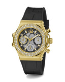 Buy Shop Guess Fusion Chronograph Black Dial Black Leather Strap Watch For Women - GW0553L4 USA Online