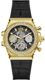 Buy Shop Guess Fusion Chronograph Black Dial Black Leather Strap Watch For Women - GW0553L4 USA Online