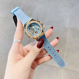 Buy Shop Guess Fusion Chronograph Blue Dial Blue Leather Strap Watch For Women - GW0553L3 USA Online