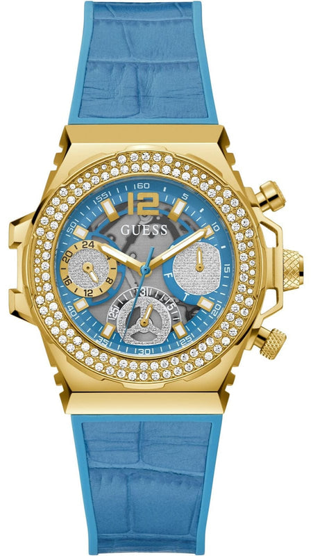 Buy Shop Guess Fusion Chronograph Blue Dial Blue Leather Strap Watch For Women - GW0553L3 USA Online