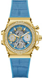 Buy Shop Guess Fusion Chronograph Blue Dial Blue Leather Strap Watch For Women - GW0553L3 USA Online