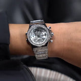 Buy Shop Guess Fusion Chronograph Crystals Silver Dial Silver Steel Strap Watch For Women - GW0552L1 USA Online