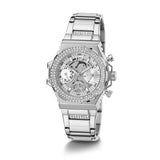 Buy Shop Guess Fusion Chronograph Crystals Silver Dial Silver Steel Strap Watch For Women - GW0552L1 USA Online
