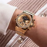 Buy Shop Guess Fusion Chronograph Gold Dial Gold Steel Strap Watch for Women - GW0552L2 USA Online