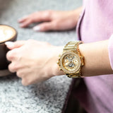 Buy Shop Guess Fusion Chronograph Gold Dial Gold Steel Strap Watch for Women - GW0552L2 USA Online