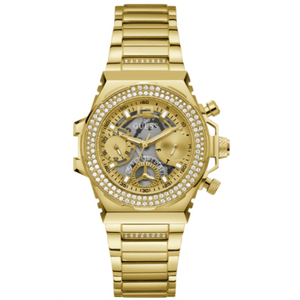 Buy Shop Guess Fusion Chronograph Gold Dial Gold Steel Strap Watch for Women - GW0552L2 USA Online
