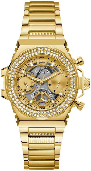 Buy Shop Guess Fusion Chronograph Gold Dial Gold Steel Strap Watch for Women - GW0552L2 USA Online