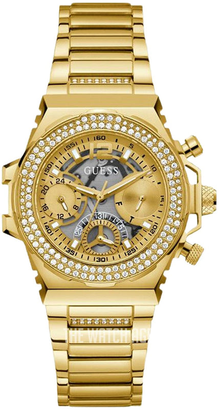 Buy Shop Guess Fusion Chronograph Gold Dial Gold Steel Strap Watch for Women - GW0552L2 USA Online