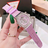 Buy Shop Guess Fusion Chronograph Pink Dial Pink Leather Strap Watch for Women - GW0553L1 USA Online