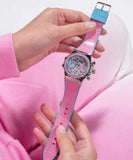 Buy Shop Guess Fusion Chronograph Pink Dial Pink Leather Strap Watch for Women - GW0553L5 USA Online