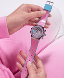 Buy Shop Guess Fusion Chronograph Pink Dial Pink Leather Strap Watch for Women - GW0553L5 USA Online