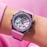 Buy Shop Guess Fusion Chronograph Pink Dial Pink Leather Strap Watch for Women - GW0553L5 USA Online