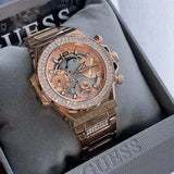 Buy Shop Guess Fusion Chronograph Rose Gold Dial Rose Gold Steel Strap Watch for Women - GW0552L3 USA Online