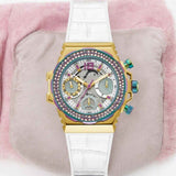 Buy Shop Guess Fusion Chronograph White Dial White Leather Strap Watch For Women - GW0553L2 USA Online