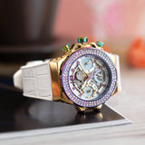 Buy Shop Guess Fusion Chronograph White Dial White Leather Strap Watch For Women - GW0553L2 USA Online