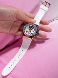 Buy Shop Guess Fusion Chronograph White Dial White Leather Strap Watch For Women - GW0553L2 USA Online