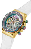 Buy Shop Guess Fusion Chronograph White Dial White Leather Strap Watch For Women - GW0553L2 USA Online