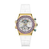 Buy Shop Guess Fusion Chronograph White Dial White Leather Strap Watch For Women - GW0553L2 USA Online