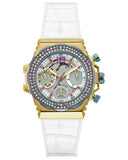 Buy Shop Guess Fusion Chronograph White Dial White Leather Strap Watch For Women - GW0553L2 USA Online