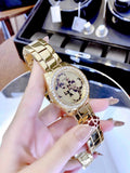 Buy Shop Guess G Twist Diamonds Gold Dial Gold Steel Strap Watch For Women - W1201L2 USA Online