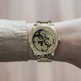 Buy Shop Guess G Twist Diamonds Gold Dial Gold Steel Strap Watch For Women - W1201L2 USA Online